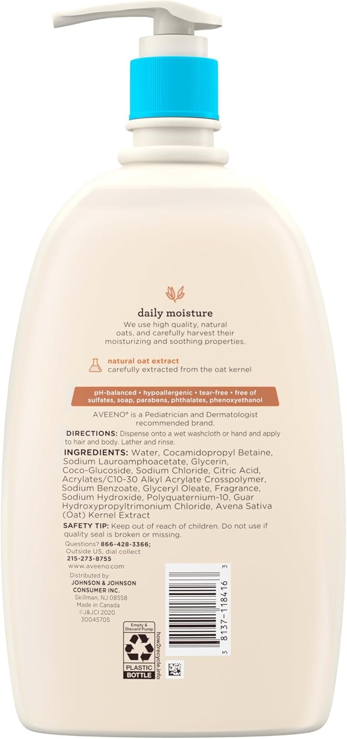 Aveeno Baby Tear-Free Body Wash and Shampoo for Sensitive Skin