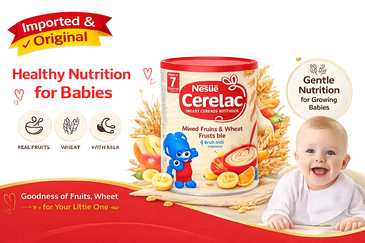 Nestle Cerelac Mixed Fruits & Wheat with Milk Baby Cereal - 6+ Months